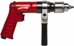 Chicago Pneumatic - 1/2" Reversible Keyed Chuck - Pistol Grip Handle, 900 RPM, 32 LPS, 0.5 hp - Exact Tooling