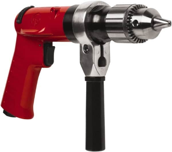Chicago Pneumatic - 1/2" Reversible Keyed Chuck - Pistol Grip Handle, 500 RPM, 32 LPS, 0.5 hp - Exact Tooling