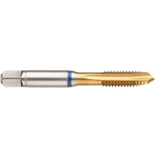 ‎1/4-28 3 Flute 3B Cobalt Spiral Point Plug Blue Ring Tap-TiN - Exact Tooling