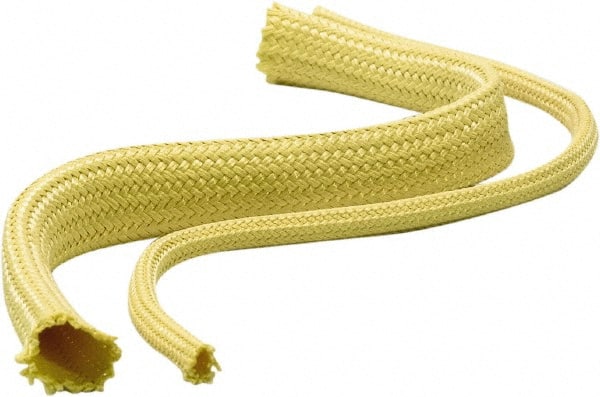 Atlantex - 4" ID Yellow Braided Cut-Resistant Sleeve for Hoses - 50' Long, -320 to 320°F - Exact Tooling
