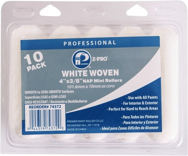 Premier Paint Roller - 3/8" Nap, 4" Wide Paint Mini Roller Covers - Semi-Smooth Texture, Woven - Exact Tooling