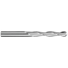 ‎3/8″ Dia. × 3/8″ Shank × 1-1/8″ DOC × 3″ OAL, Carbide Uncoated, Spiral , 2 Flute, 30° Helix, Ballnose End Mill - Exact Tooling