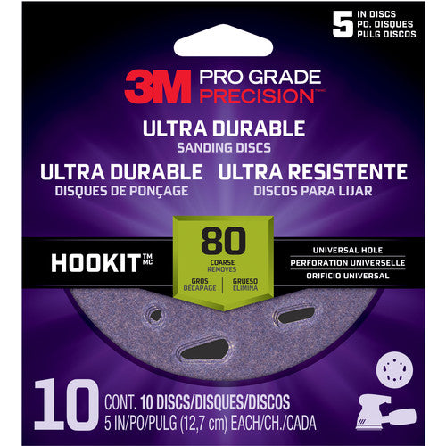 ‎3M Pro Grade Precision Ultra Durable Universal Hole Sanding Disc DUH580TRI-10I 5″ UH 80 - Exact Tooling