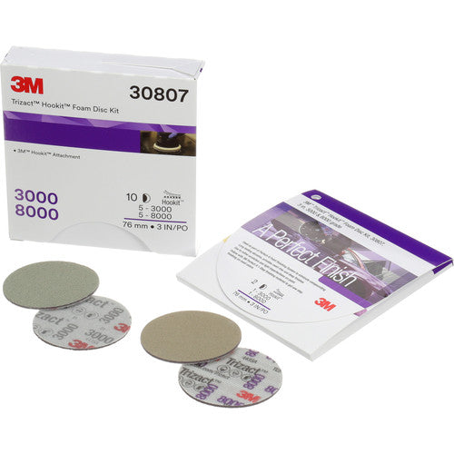 3M Trizact Hookit Foam Disc Kit 30807 3″ 3000 and 8000 - Exact Tooling