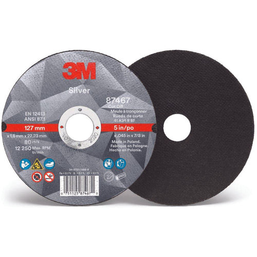 3M Silver Depressed Center Grinding Wheel 87452 T27 9″ × 1/4″ × 7/8″ - Exact Tooling