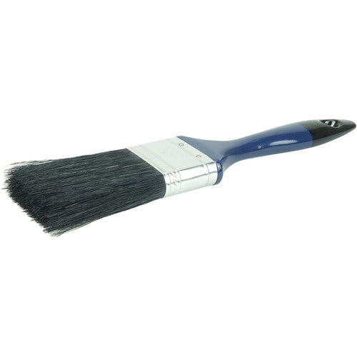 2″ Varnish Brush, Black China Bristle Fill, 3″ Trim Length, Blue Foam Handle - Exact Tooling