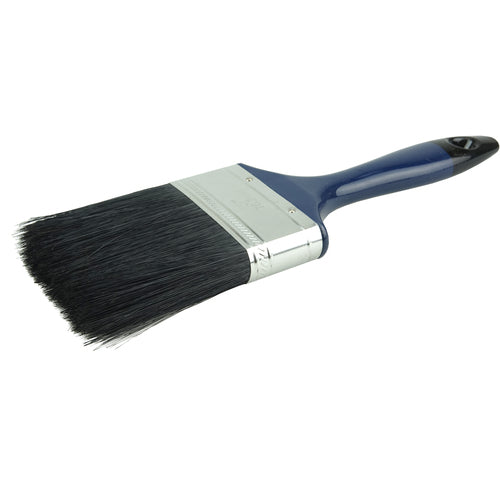3″ Varnish Brush, Black China Bristle Fill, 3″ Trim Length, Blue Foam Handle - Exact Tooling