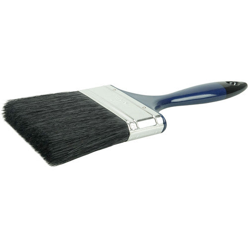 4″ Varnish Brush, Black China Bristle Fill, 3″ Trim Length, Blue Foam Handle - Exact Tooling
