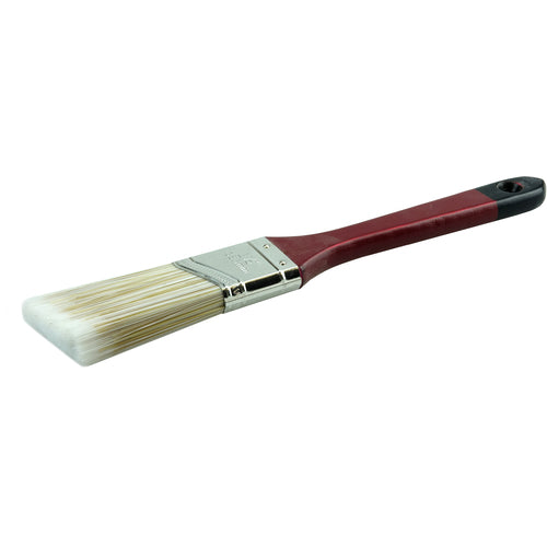 1-1/2″ Angled Sash Brush, Poly/Nylon Fill, 2-1/2″ Trim Length, Red Foam Handle - Exact Tooling