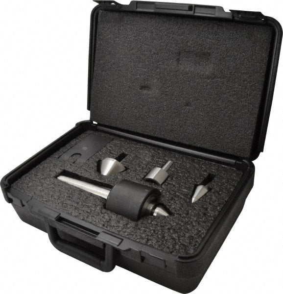 Riten - 4 Point, 550 Lb Max Workpiece, Bull Nose, Female, Standard & Tracer Points, Hardened Tool Steel, Live Center & Point Set - 4MT Taper, Interchangeable - Exact Tooling