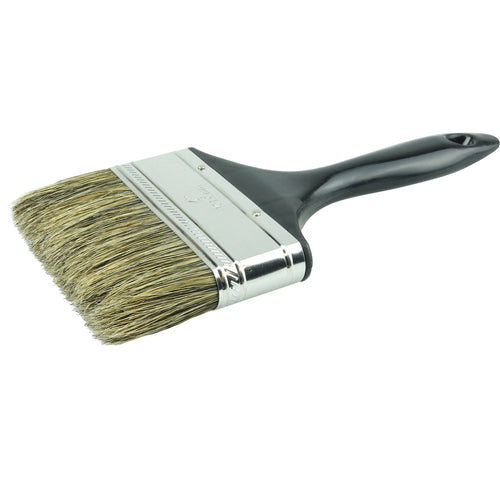 4″ Disposable Chip and Oil Brush, Grey China Bristle, 1-3/4″ Trim Length, Plastic Handle - Exact Tooling