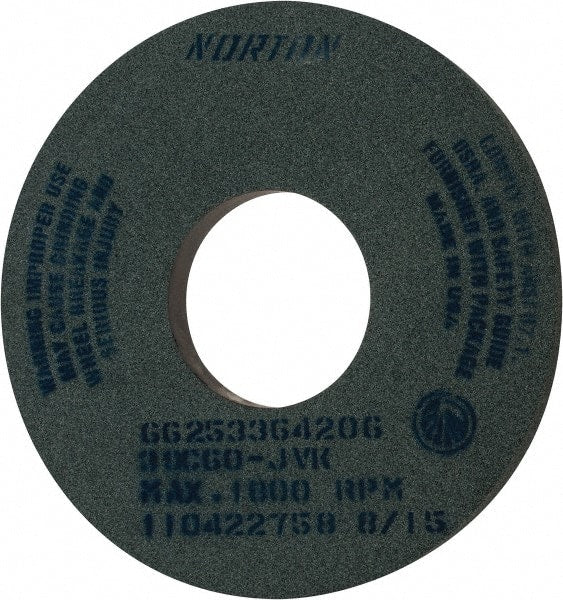 Norton - 14" Diam x 5" Hole x 1" Thick, J Hardness, 60 Grit Surface Grinding Wheel - Silicon Carbide, Type 1, Medium Grade, 1,800 Max RPM, Vitrified Bond, No Recess - Exact Tooling