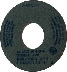 Norton - 14" Diam x 5" Hole x 1" Thick, J Hardness, 60 Grit Surface Grinding Wheel - Silicon Carbide, Type 1, Medium Grade, 1,800 Max RPM, Vitrified Bond, No Recess - Exact Tooling