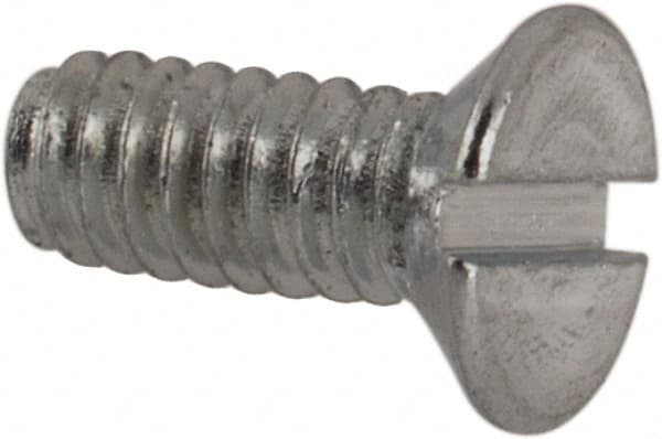 Value Collection - M2x0.40, 5mm OAL Slotted Drive Machine Screw - Flat Head, Grade 4.8 Steel, Zinc-Plated Finish, Without Washer - Exact Tooling