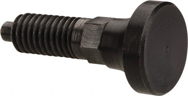 Gibraltar - M6x1.0, 13mm Thread Length, 0.118" Max Plunger Diam, 0.11 Lb Init to 0.34 Lb Final End Force, Knob Handle Plunger - Delrin Knob, 0.63" Body Length, 1/2" Length Under Head/Shoulder, 0.118" Plunger Projection - Exact Tooling