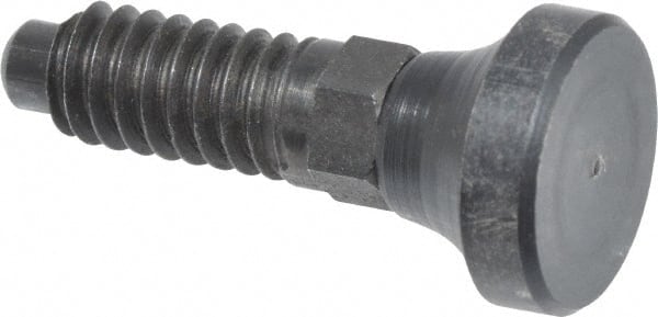 Gibraltar - 1/4-20, 1/2" Thread Length, 0.16" Max Plunger Diam, 0.12 Lb Init to 0.36 Lb Final End Force, Knob Handle Plunger - Delrin Knob, 0.63" Body Length, 1/2" Length Under Head/Shoulder, 0.13" Plunger Projection - Exact Tooling
