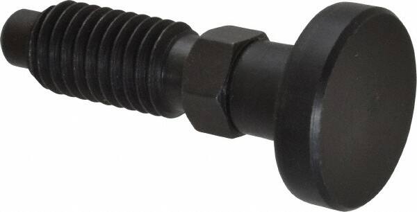 Gibraltar - 1/2-13, 1" Thread Length, 0.31" Max Plunger Diam, 0.5 Lb Init to 1.75 Lb Final End Force, Knob Handle Plunger - Delrin Knob, 1-1/4" Body Length, 1" Length Under Head/Shoulder, 1/4" Plunger Projection - Exact Tooling
