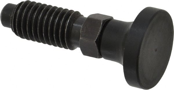 Gibraltar - 1/2-13, 1" Thread Length, 0.31" Max Plunger Diam, 0.5 Lb Init to 1.75 Lb Final End Force, Knob Handle Plunger - Delrin Knob, 1-1/4" Body Length, 1" Length Under Head/Shoulder, 1/4" Plunger Projection - Exact Tooling