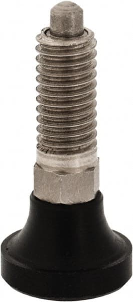 Gibraltar - M6x1.0, 13mm Thread Length, 0.118" Max Plunger Diam, 0.11 Lb Init to 0.34 Lb Final End Force, Knob Handle Plunger - Delrin Knob, 0.63" Body Length, 1/2" Length Under Head/Shoulder, 0.118" Plunger Projection - Exact Tooling