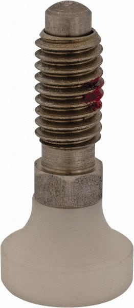 Gibraltar - 3/8-16, 3/4" Thread Length, 1/4" Max Plunger Diam, 0.25 Lb Init to 2 Lb Final End Force, Knob Handle Plunger - Delrin Knob, 0.94" Body Length, 3/4" Length Under Head/Shoulder, 0.18" Plunger Projection - Exact Tooling