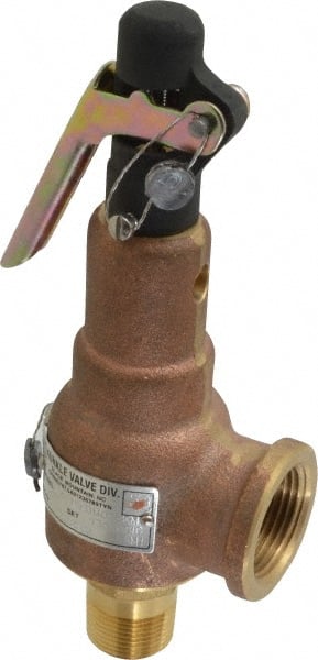 Midwest Control - 3/4" Inlet, 1" Outlet, ASME Safety Relief Valve - 135 Max psi, Bronze, 567 Cubic' per Min - Exact Tooling