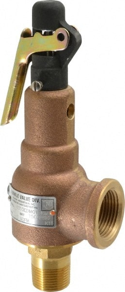 Midwest Control - 3/4" Inlet, 1" Outlet, ASME Safety Relief Valve - 150 Max psi, Bronze, 625 Cubic' per Min - Exact Tooling