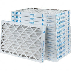 Made in USA - 16" Noml Height x 25" Noml Width x 2" Noml Depth, 35% Capture Efficiency, Wire-Backed Pleated Air Filter - MERV 8, Synthetic, Integrated Paperboard Frame, 500 Max FPM, 1,050 CFM, For Any Unit - Exact Tooling