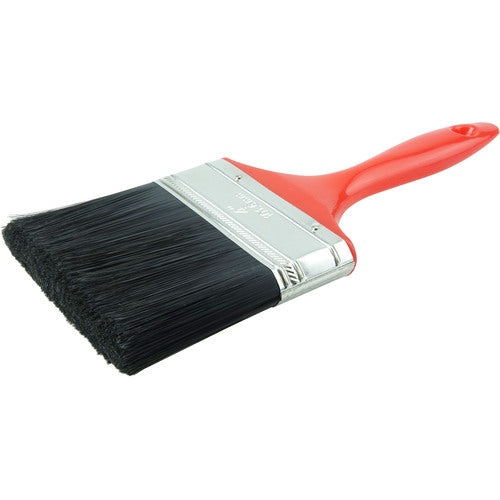 4″ Industrial Varnish Brush, Black Polyester, 2-3/4″ Trim Length, Red Plastic Handle - Exact Tooling