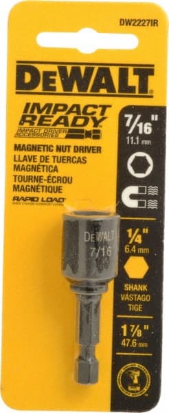 DeWALT - 7/16" Magnetic Nutsetter - 1/4" Hex Drive, 1-7/8" OAL - Exact Tooling