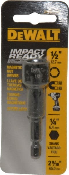 DeWALT - 1/2" Magnetic Nutsetter - 1/4" Hex Drive, 2-9/16" OAL - Exact Tooling