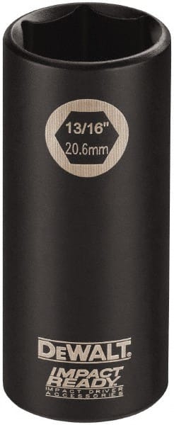 DeWALT - 1/2" Drive 7/16" Deep Thin Wall Impact Socket - 6 Points, 2-1/2" OAL - Exact Tooling