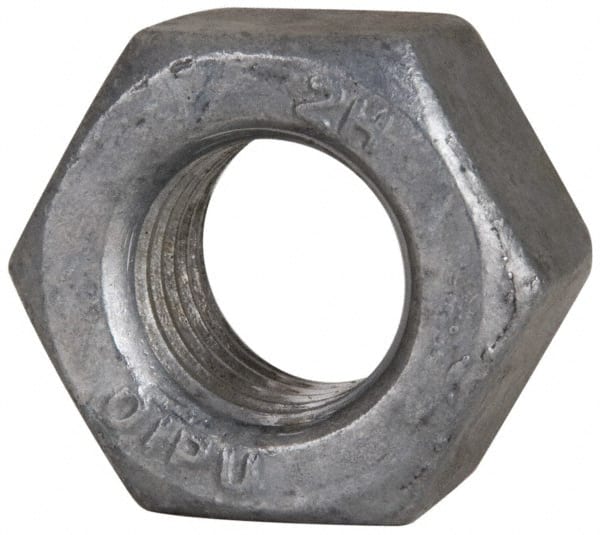Value Collection - 3/4-10 UNC Steel Right Hand Heavy Hex Nut - 1-1/4" Across Flats, 47/64" High, Hot Dipped Galvanized Finish - Exact Tooling