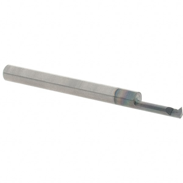 Scientific Cutting Tools - 0.3" Cutting Depth, 32 to 64 TPI, 0.09" Diam, Internal Thread, Solid Carbide, Single Point Threading Bar - AlTiN+ Finish, 1-1/2" OAL, 1/8" Shank Diam, 0.025" Projection from Edge, 60° Profile Angle - Exact Tooling