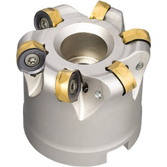 Iscar - 3" Cut Diam, 0.34" Max Depth, 1" Arbor Hole, 8 Inserts, H400 RNHU Insert Style, Indexable Copy Face Mill - H400 FR-12 Cutter Style, 1.97" High, Through Coolant, Series Helido - Exact Tooling