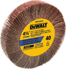 DeWALT - 4-1/2" Diam, 40 Grit Aluminum Oxide Unmounted Flap Wheel - 5/8-11 Thread, 1-1/8" Wide, Coated, Coarse Grade, 13,300 Max RPM - Exact Tooling