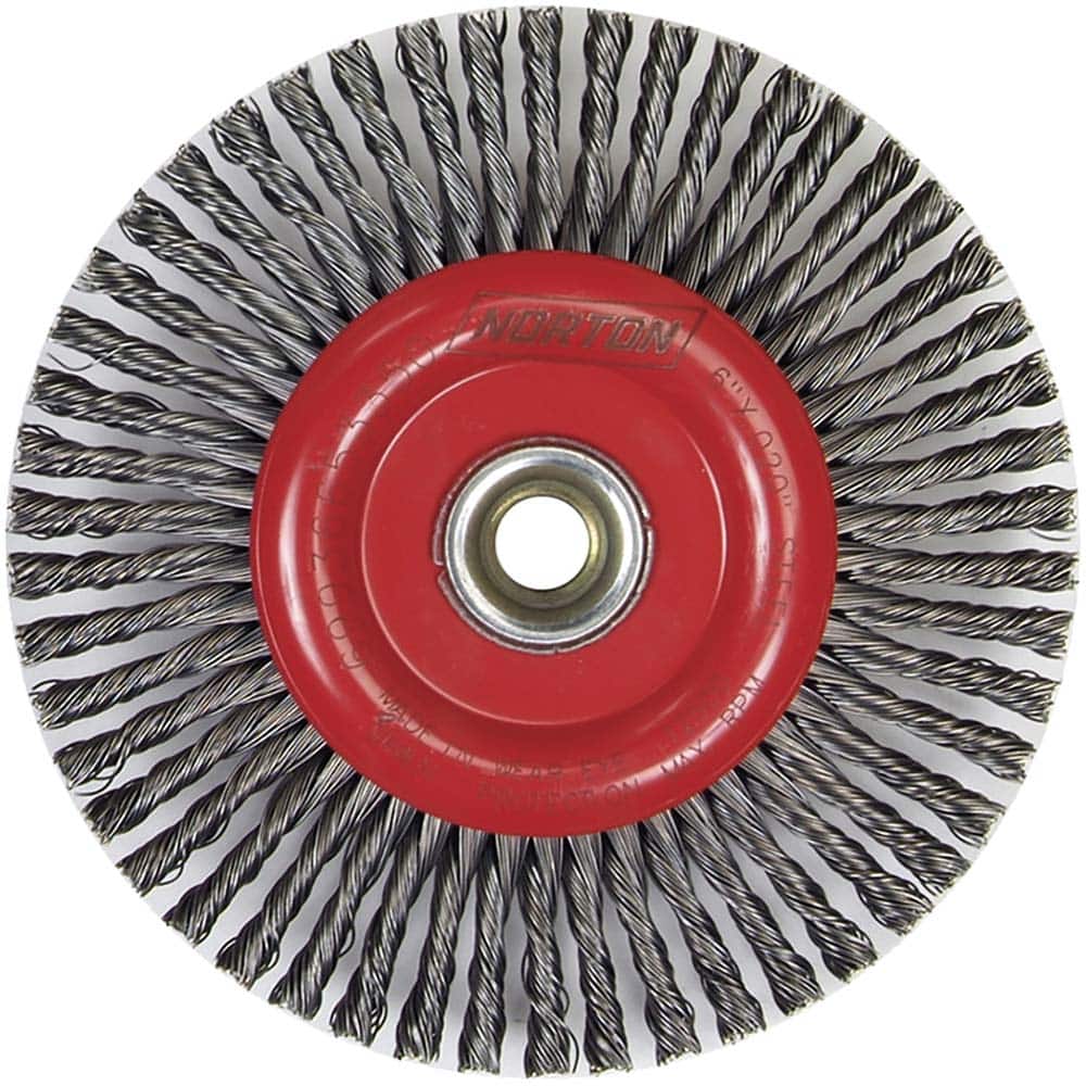 Norton - 6-7/8" OD, 5/8-11 Arbor Hole, Stringer Bead Carbon Wheel Brush - Exact Tooling