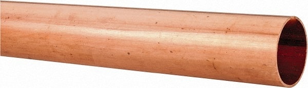 Mueller Industries - 2' Long, 1-1/8" OD x 1" ID, Grade C12200 Copper Water (M) Tube - 0.035" Wall Thickness, 0.464 Ft/Lb - Exact Tooling