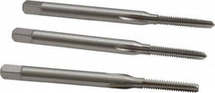 Cleveland - #3-48 UNC, 3 Flute, Bottoming, Plug & Taper, Bright Finish, High Speed Steel Tap Set - Right Hand Cut, 1-13/16" OAL, 1/2" Thread Length - Exact Tooling