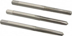 Cleveland - #8-32 UNC, 4 Flute, Bottoming, Plug & Taper, Bright Finish, High Speed Steel Tap Set - Right Hand Cut, 2-1/8" OAL, 0.38" Thread Length - Exact Tooling