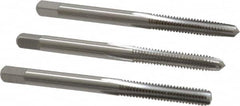 Cleveland - #8-32 UNC, 4 Flute, Bottoming, Plug & Taper, Bright Finish, High Speed Steel Tap Set - Right Hand Cut, 2-1/8" OAL, 0.38" Thread Length - Exact Tooling