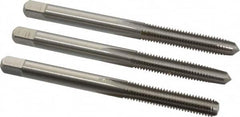 Cleveland - #10-32 UNF, 4 Flute, Bottoming, Plug & Taper, Bright Finish, High Speed Steel Tap Set - Right Hand Cut, 2-3/8" OAL, 1/2" Thread Length - Exact Tooling