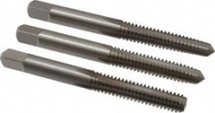 Cleveland - 1/4-20 UNC, 4 Flute, Bottoming, Plug & Taper, Bright Finish, High Speed Steel Tap Set - Right Hand Cut, 63.5mm OAL, 0.63" Thread Length - Exact Tooling