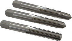 Cleveland - 3/8-16 UNC, 4 Flute, Bottoming, Plug & Taper, Bright Finish, High Speed Steel Tap Set - Right Hand Cut, 2.938" OAL, 3/4" Thread Length - Exact Tooling