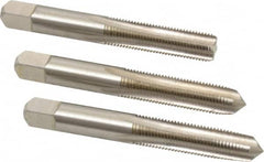 Cleveland - 3/8-24 UNF, 4 Flute, Bottoming, Plug & Taper, Bright Finish, High Speed Steel Tap Set - Right Hand Cut, 2.938" OAL, 3/4" Thread Length - Exact Tooling