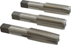 Cleveland - 1-8 UNC, 4 Flute, Bottoming, Plug & Taper, Bright Finish, High Speed Steel Tap Set - Right Hand Cut, 5-1/8" OAL, 2-1/2" Thread Length - Exact Tooling