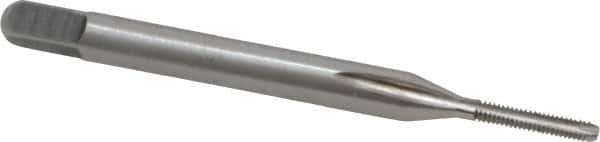 Cleveland - #0-80 UNF, 2 Flute, Bright Finish, High Speed Steel Spiral Point Tap - Bottoming Chamfer, Right Hand Thread, 1-5/8" OAL, 0.31" Thread Length, 2B Class of Fit, Series 1012 - Exact Tooling