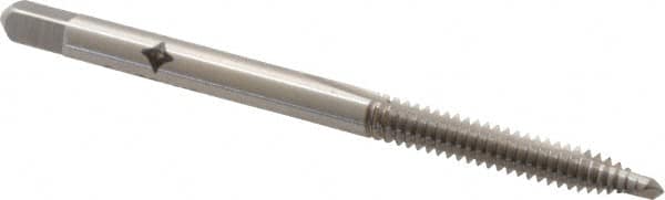 Cleveland - #6-32 UNC, 2 Flute, Bright Finish, High Speed Steel Spiral Point Tap - Plug Chamfer, Right Hand Thread, 50.8mm OAL, 0.38" Thread Length, Series 1011 - Exact Tooling