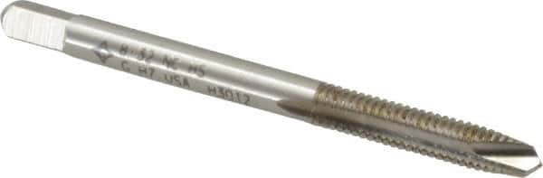 Cleveland - #8-32 UNC, 2 Flute, Bright Finish, High Speed Steel Spiral Point Tap - Plug Chamfer, Right Hand Thread, 2-1/8" OAL, 19.05mm Thread Length, Series 1011 - Exact Tooling