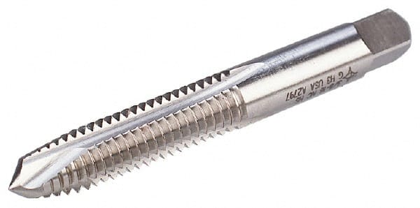 Cleveland - 1/4-28 UNF, 3 Flute, Bright Finish, High Speed Steel Spiral Point Tap - Plug Chamfer, Right Hand Thread, 63.5mm OAL, 25.4mm Thread Length, Series 1011 - Exact Tooling