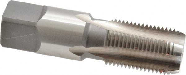 Cleveland - 3/8-18 NPS Thread, 4 Flute Standard Pipe Tap - 2-9/16" OAL, 1-1/16" Thread Length, 0.7" Shank Diam, Bright Finish, High Speed Steel - Exact Tooling